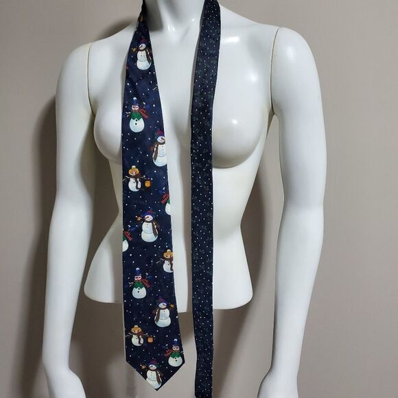 Hallmark Yule Tie Greetings Christmas Snowman Tie - Picture 1 of 4